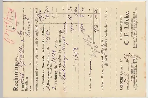 (5272) Postkarte DR Luftpost Leipzig 1928, Rechnung d. Fa. C.F.Lücke, Leipzig