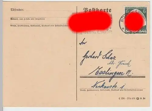 (5271) Postkarte DR Stempel Nürnberg 1935