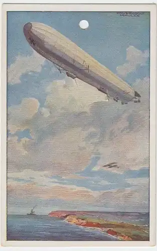 (5264) AK Militaria, Hans R. Schulze, Luftschiff, Ostseeküste 1914-18
