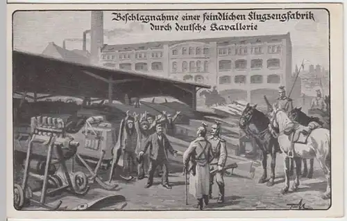 (5258) AK Militaria Beschlagnahme Flugzeugfabrik 1914-18