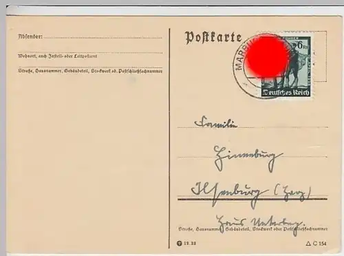 (5240) Postkarte DR Stempel Marburg 1939