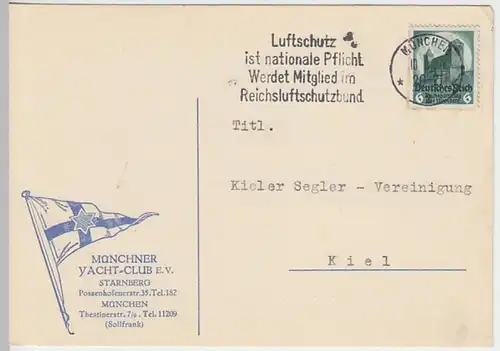 (5230) Postkarte DR vom Münchner Yacht-Club e.V. Starnberg 1934