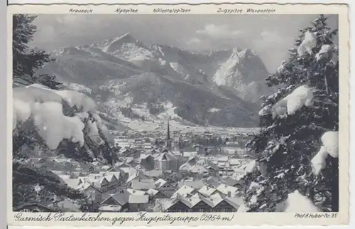 (5109) AK Garmisch-Partenkirchen, Panorama, Zugspitze, ab 1935