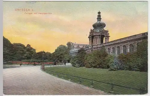 (5070) AK Dresden, Zwinger, Hauptpavillon 1909