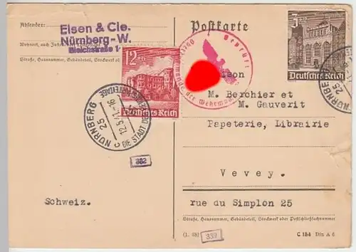 (5061) Postkarte DR Prüfstempel d. Wehrmacht, Elsen & Cie. Nürnberg 1941