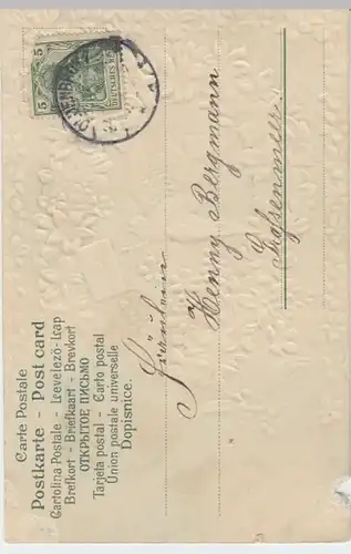 (5047) AK Geburtstag, Prägekarte, Taube, Veilchen, Brief, bis 1905