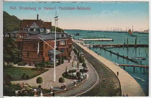(4986) AK Kiel, Strandweg m. Kaiserl. Yachtklub-Gebäude 1910/20er