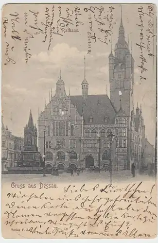 (4963) AK Gruß aus Dessau, Rathaus 1902