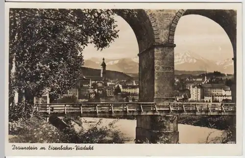 (4928) Foto AK Traunstein, Eisenbahnviadukt 1940