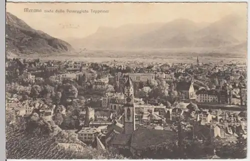 (4914) AK Meran, Merano, Kirche St. Nikolaus, Panorama 1929