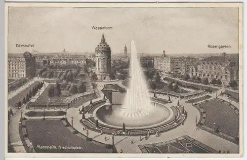 (4783) AK Mannheim, Friedrichsplatz, Wasserturm, Parkhotel 1915