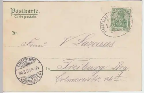 (4767) AK Straßburg, Strasbourg, Elsass, Münster, Bahnpost 1904