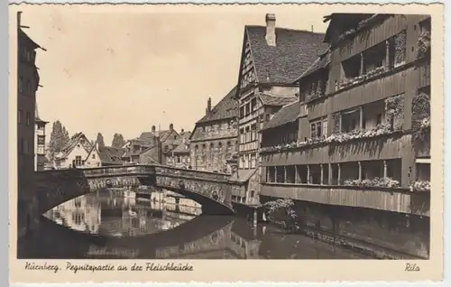 (4761) AK Nürnberg, Fleischbrücke, Pegnitz 1938