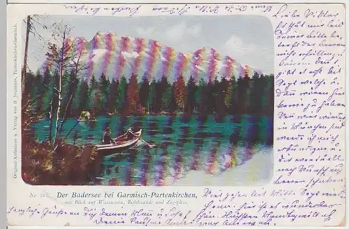 (4755) AK Grainau, Badersee, Waxenstein, Riffelwände, Zugspitze 1900