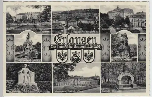 (4698) AK Erlangen, Neustädt. Kirche, Schloss, Reiterstandbild 1938