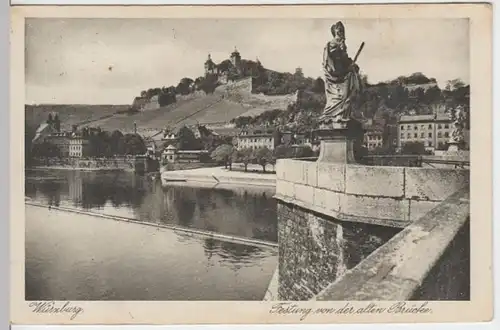 (4691) AK Würzburg, Festung, alte Brücke 1933