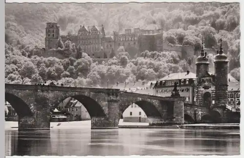 (4417) Foto AK Heidelberg, Schloss, alte Brücke, Brückentor 1954