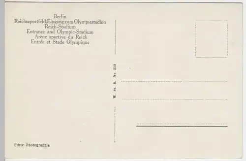 (4344) Foto AK Berlin, Reichssportfeld, Eingang, Olympiastadion 1936