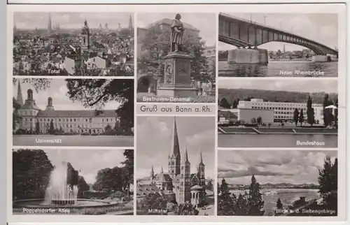 (4315) Foto AK Bonn, Bundeshaus, Münster, Universität, Rhein 1951