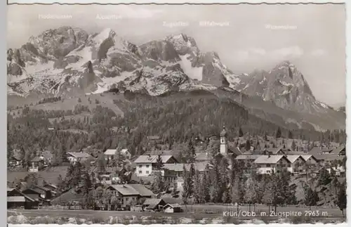 (4313) Foto AK Krün, Panorama, Zugspitze, Hochblassen 1963