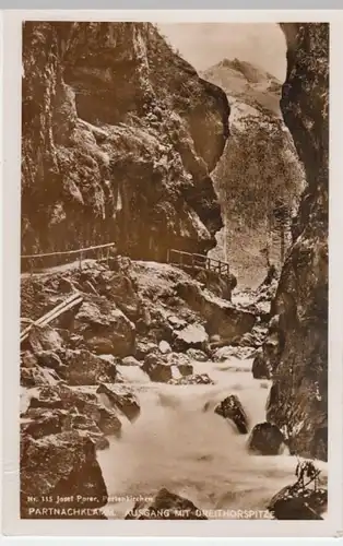 (4303) Foto AK Partnachklamm, Ausgang, Dreitorspitze, bis 1935