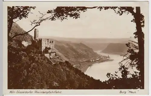 (4293) Foto AK Wellmich, St. Goarshausen, Burg Maus, Rhein, vor 1945