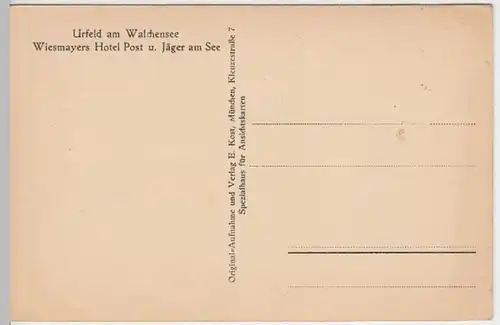 (4288) AK Urfeld am Walchensee, Hotel Jäger am See, vor 1945