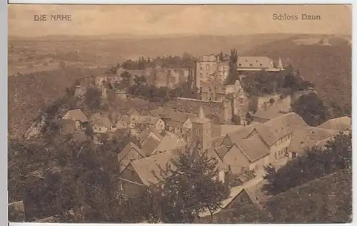 (4221) AK Daun, Schloss, Burg, Ortsansicht 1928