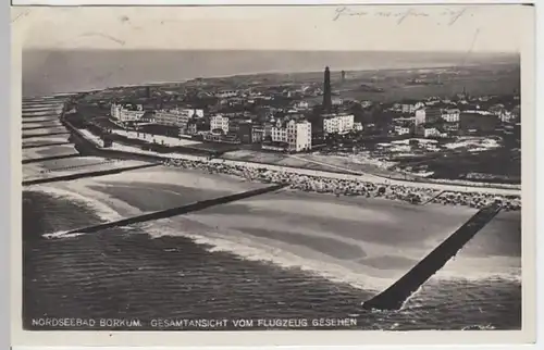 (4144) Foto AK Borkum, Panorama, Luftbild 1930