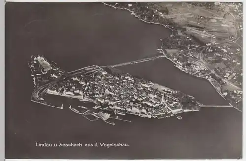 (4089) Foto AK Lindau, Bodensee, Panorama,  Aeschach, Luftbild 1932