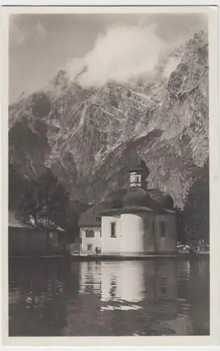 (4085) Foto AK Königssee, Schönau, St. Bartholomä, Watzmann, vor 1945