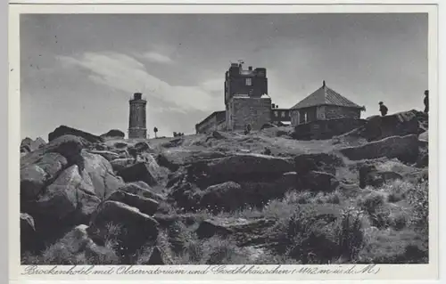 (3991) AK Brocken, Hotel, Wetterstation, Goethehäuschen 1935