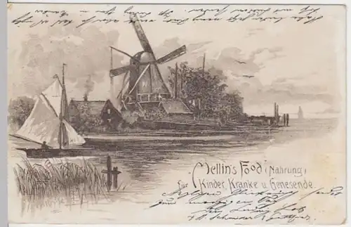(3927) AK Werbung, Mellin's Food, Nahrung, Mühle, Segelboot 1901