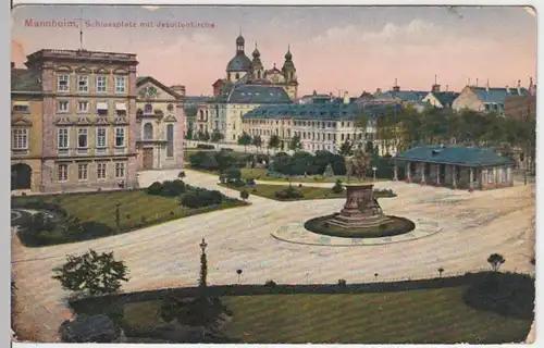 (3925) AK Mannheim, Schlossplatz, Jesuitenkirche 1914