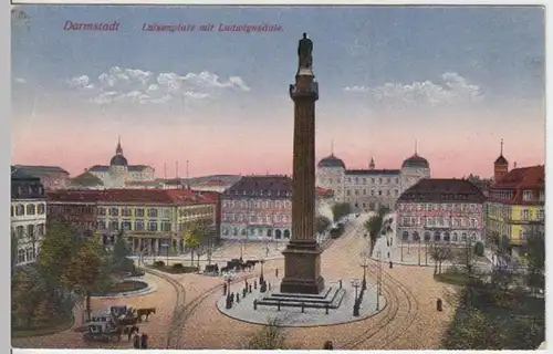 (3913) AK Darmstadt, Luisenplatz, Ludwigssäule, vor 1945