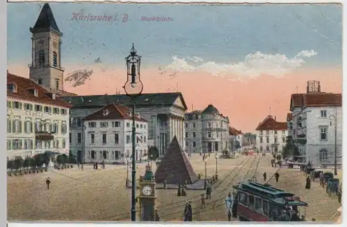 (3905) AK Karlsruhe, B.-Württ., Pyramide, Stadtkirche 1923