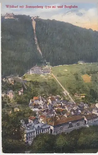 (3903) AK Bad Wildbad, Sommerberg, Bergbahn 1913