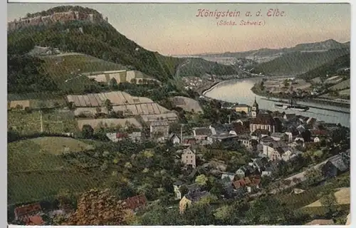 (3870) AK Königstein, Sächs. Schweiz, Stadt, Festung 1911