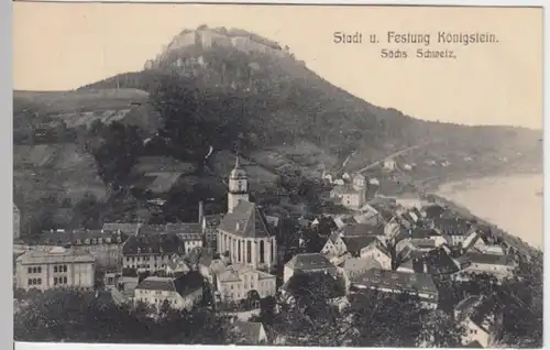 (3864) AK Königstein, Sächs. Schweiz, Stadt, Festung 1910
