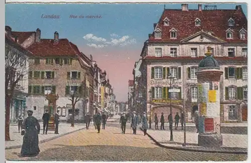 (3834) AK Landau, Petit-Landau, Elsass, Rue du marche 1926