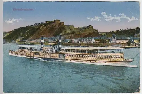 (3825) AK Koblenz, Festung Ehrenbreitstein, Dampfer 1925
