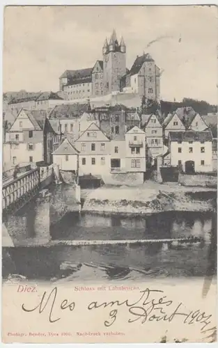 (3799) AK Diez, Grafenschloss, Lahnbrücke 1904