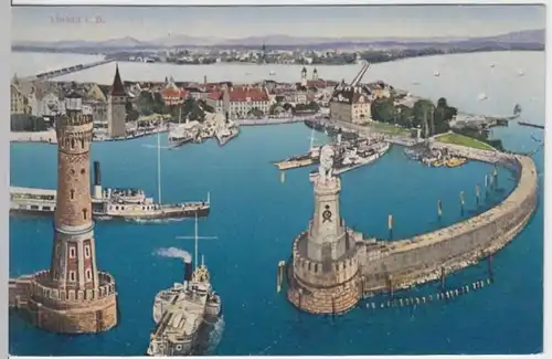 (3770) AK Lindau, Bodensee, Hafen, vor 1945