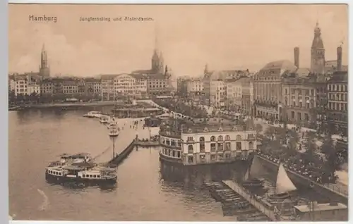 (3749) AK Hamburg, Jungfernstieg und Alsterdamm 1913