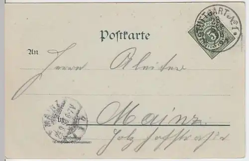 (3751) AK Gruß aus Stuttgart, Schlossplatz, Mondscheinkarte 1898