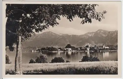 (3680) Foto AK Chiemsee, Fraueninsel, Panorama 1937