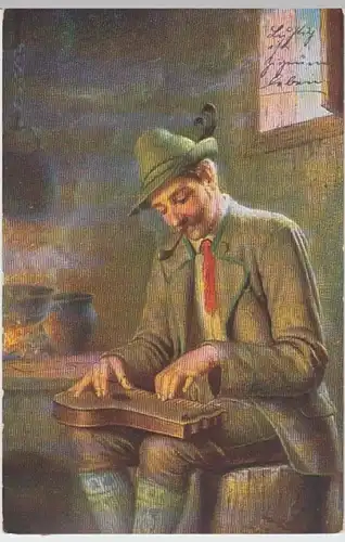 (3642) Künstler AK Zitherspieler 1917