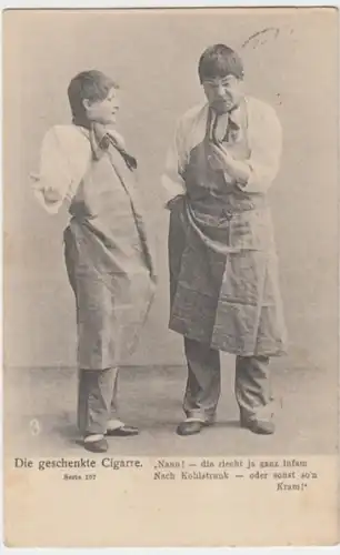 (3630) AK Sprüche, Die geschenkte Zigarre, um 1905, gelaufen 1926