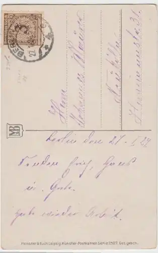 (3608) AK Geburtstag, Blumenkranz, Kornblume, Margerite 1924