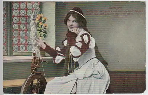 (3602) AK Sprüche, Gretchen, Nach ihm nur schau ich zum Fenster 1908